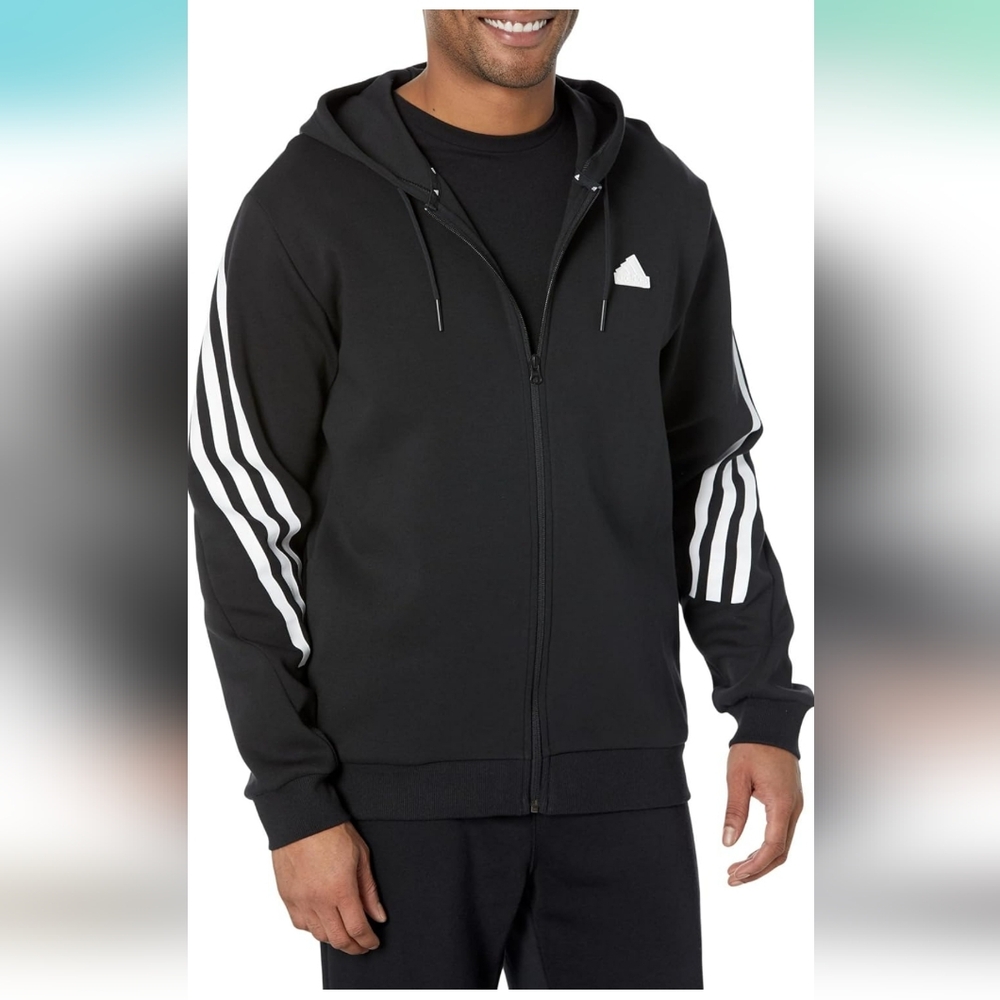 Adidas Black and White Zip-Up Hoodie